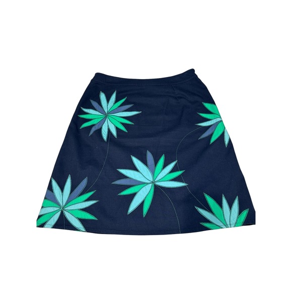 Boden Dresses & Skirts - Boden Navy Tropical Palm Leaf Print A-Line Mini Skirt 8 Cotton Career Applique